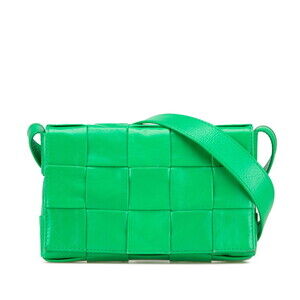 BOTTEGA VENETA Green Leather Intrecciato Shoulder Bag